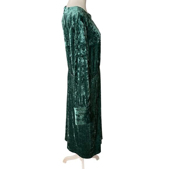 On 34th XL Midi Sheath Dress Green Crushed Velvet Long Sleeve Stretch - Picture 5 of 10